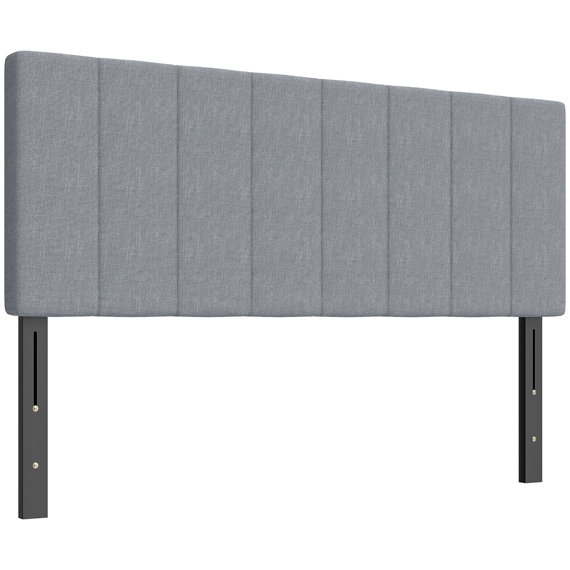 3-Height Adjustable Upholstered Headboard, Linen-Look, Foam-Padded with Metal Legs — Gray (Fits 59–63" Beds)