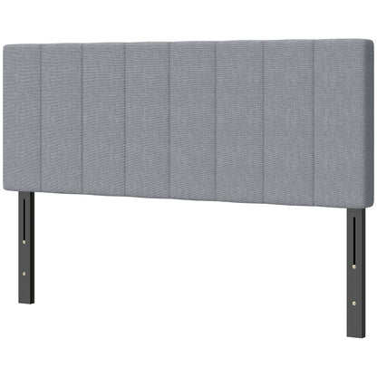 3-Height Adjustable Upholstered Headboard, Linen-Look, Foam-Padded with Metal Legs — Gray (Fits 59–63" Beds)