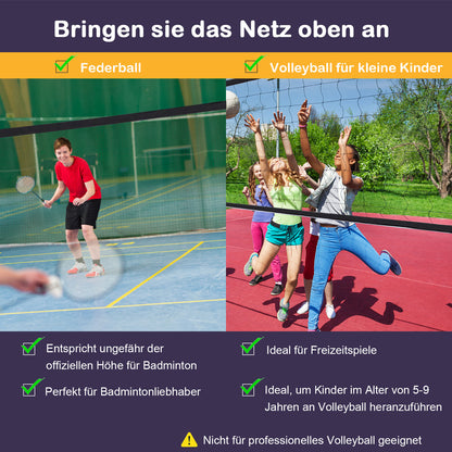 Badminton Net 94/158cm Foldable Volleyball Net with Carrying Bag 2 Height Adjustable Tennis Net Portable Set for Tennis Badminton Net for Garden Park Outdoor