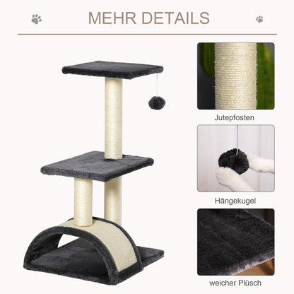 Scratch Tree 72 cm Cat Tower with Plush Balls, Sisal Posts, Platform, Scratching Pad Multi-level Cat Scratching Tree, Climbing Tree, for medium-sized cats, Gray