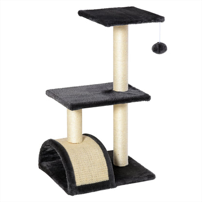 Scratch Tree 72 cm Cat Tower with Plush Balls, Sisal Posts, Platform, Scratching Pad Multi-level Cat Scratching Tree, Climbing Tree, for medium-sized cats, Gray
