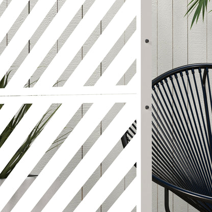 Outdoor Room Divider with 3 Pieces Inverted Triangle Pattern Steel Frame Privacy Screen for Patio Terrace Garden 122x45x198 cm White