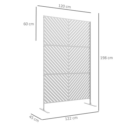 Outdoor Room Divider with 3 Pieces Inverted Triangle Pattern Steel Frame Privacy Screen for Patio Terrace Garden 122x45x198 cm White
