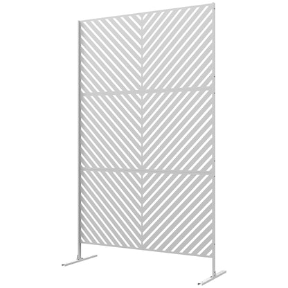 Outdoor Room Divider with 3 Pieces Inverted Triangle Pattern Steel Frame Privacy Screen for Patio Terrace Garden 122x45x198 cm White