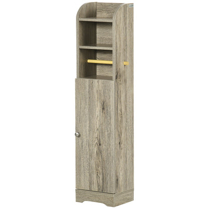 Bathroom Column Auxiliary Cabinet Bathroom Multipurpose Cabinet with Adjustable Shelf and Toilet Paper Holder for Bedroom 23x18x100 cm Gray