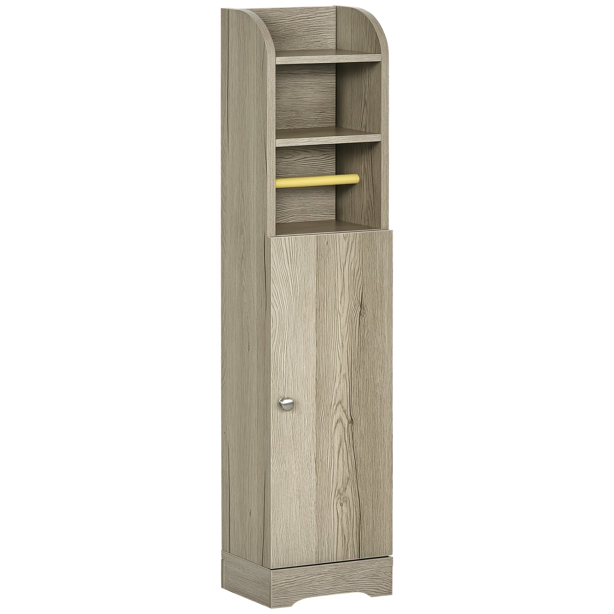 Bathroom Column Auxiliary Cabinet Bathroom Multipurpose Cabinet with Adjustable Shelf and Toilet Paper Holder for Bedroom 23x18x100 cm Gray