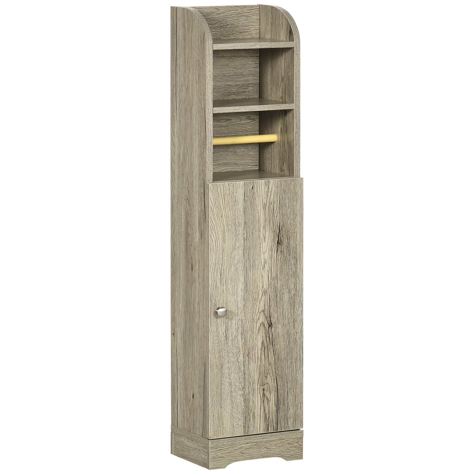 Bathroom Column Auxiliary Cabinet Bathroom Multipurpose Cabinet with Adjustable Shelf and Toilet Paper Holder for Bedroom 23x18x100 cm Gray