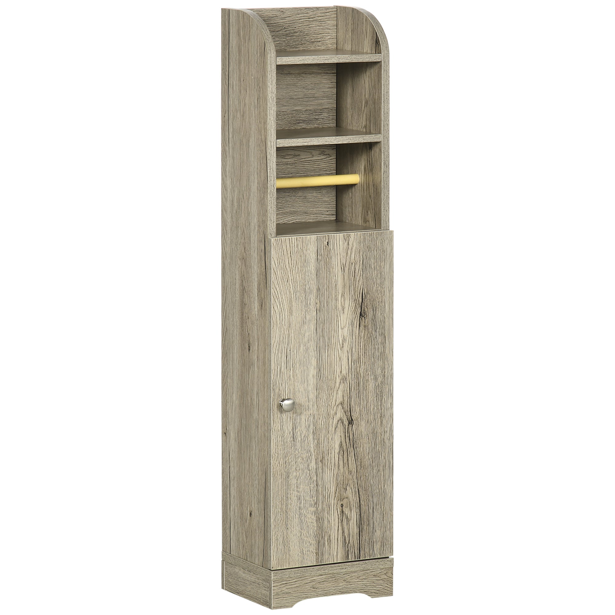Bathroom Column Auxiliary Cabinet Bathroom Multipurpose Cabinet with Adjustable Shelf and Toilet Paper Holder for Bedroom 23x18x100 cm Gray