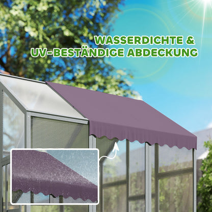 Chicken Coop Run 1.7x1.8x1.8 m Outdoor Enclosure with Lock Tannin Wood Chicken House with Waterproof, Anti-UV Roof Outdoor Poultry Shed for Chicken Coop, 6-8 Chickens, Ducks, Rabbits, Gray