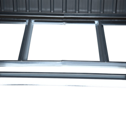 Garden Tool Shed in Steel, Storage Shed with 2 Sliding Doors, 261x131x160/182cm, Green