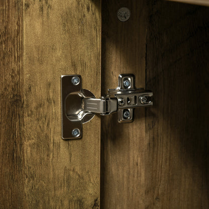 Entryway and Living Room Wooden 2-Door Buffet, Modern Sideboard with Gold Decors and Steel Legs, 99x39x75.5cm