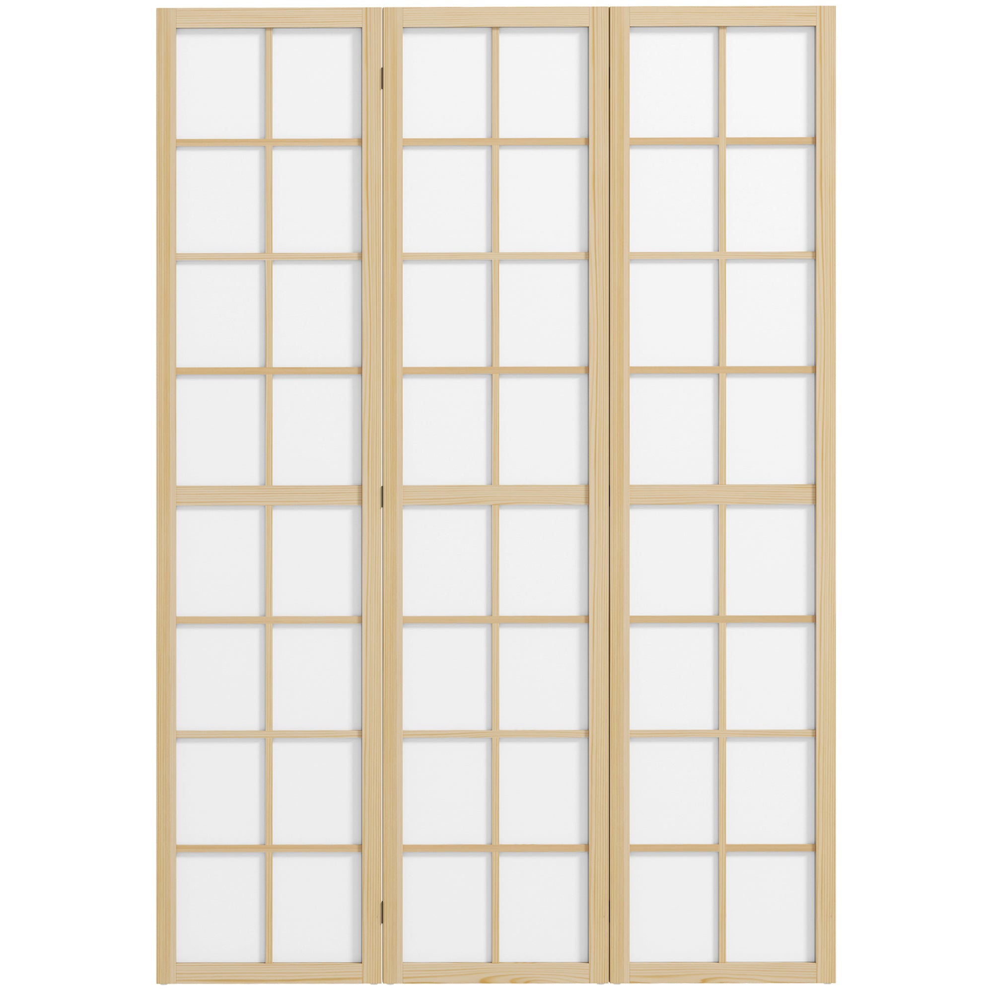 3-Panel Room Divider Folding Privacy Screen 120x170 cm Room Separator for Living Room Bedroom Office Pine Wood and White
