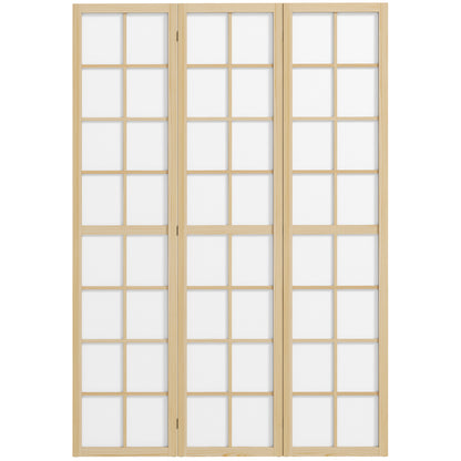 3-Panel Room Divider Folding Privacy Screen 120x170 cm Room Separator for Living Room Bedroom Office Pine Wood and White