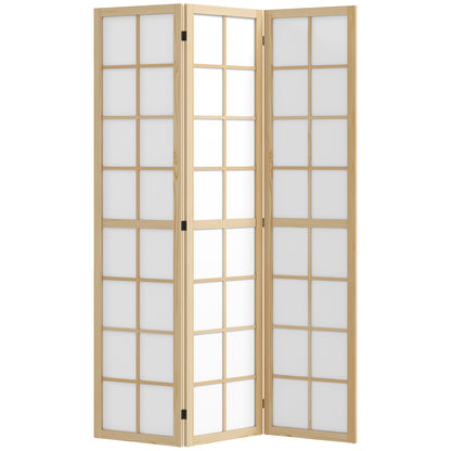 3-Panel Room Divider Folding Privacy Screen 120x170 cm Room Separator for Living Room Bedroom Office Pine Wood and White