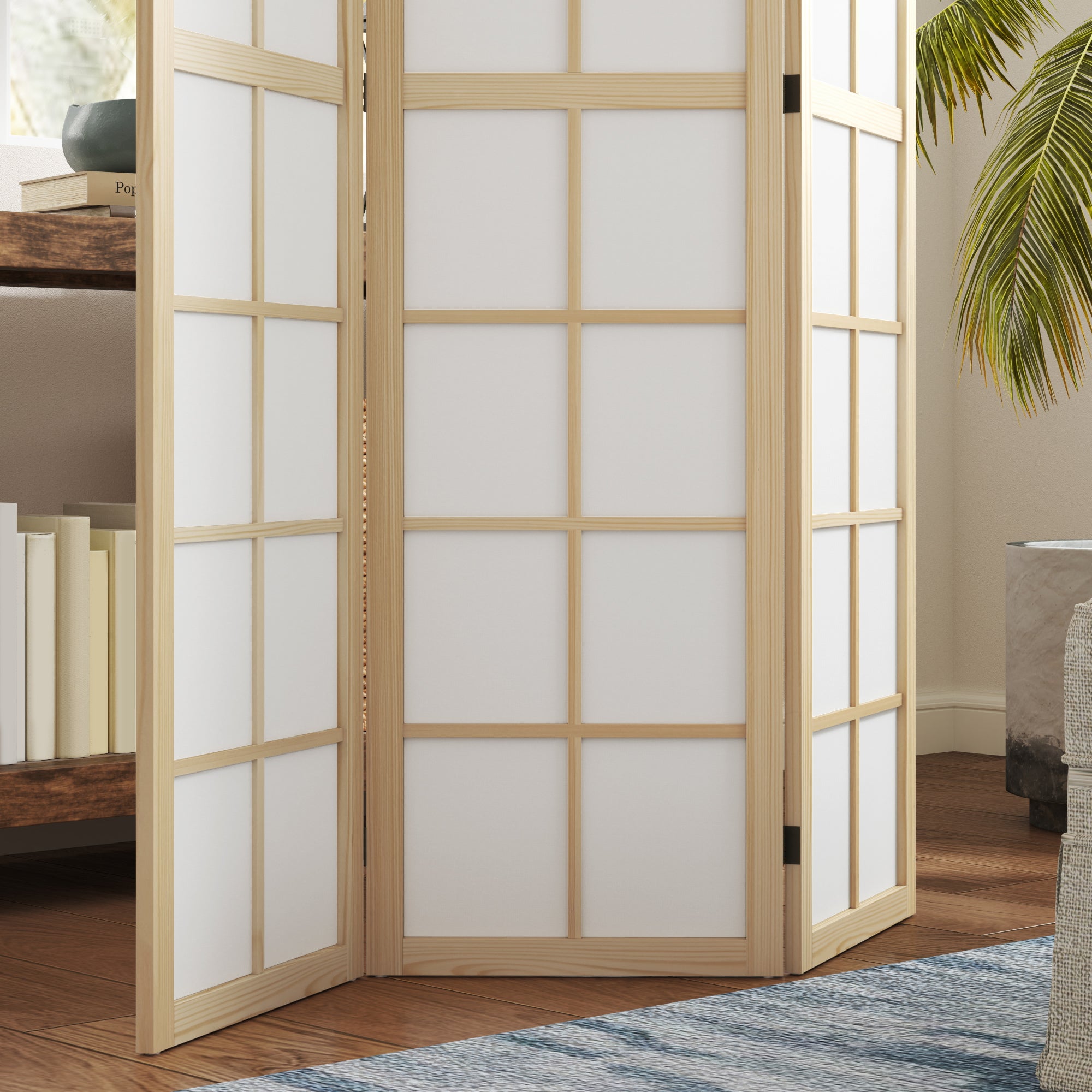 3-Panel Room Divider Folding Privacy Screen 120x170 cm Room Separator for Living Room Bedroom Office Pine Wood and White