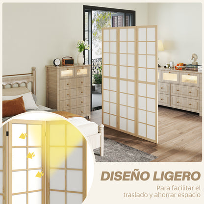 3-Panel Room Divider Folding Privacy Screen 120x170 cm Room Separator for Living Room Bedroom Office Pine Wood and White