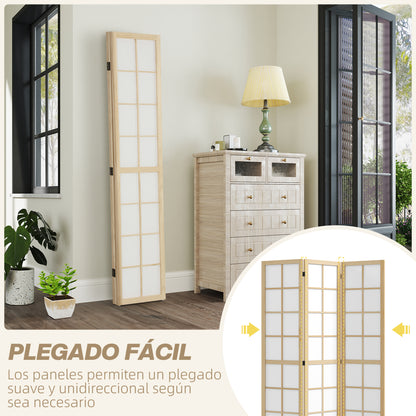 3-Panel Room Divider Folding Privacy Screen 120x170 cm Room Separator for Living Room Bedroom Office Pine Wood and White