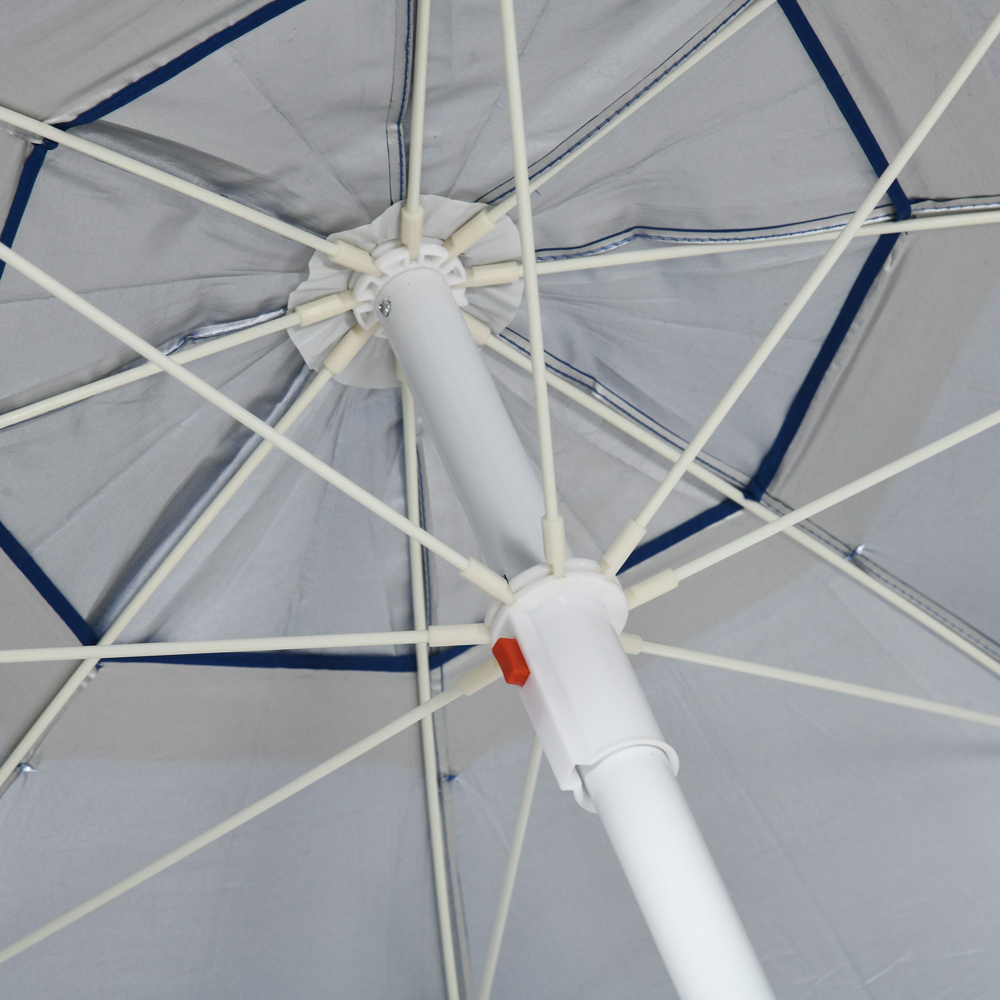 Beach Umbrella with Side Panel Ø191x211 cm Patio Umbrella with Manual Crank Tilt Canopy, 2 Pockets, and 2 Windows for Garden Pool Blue