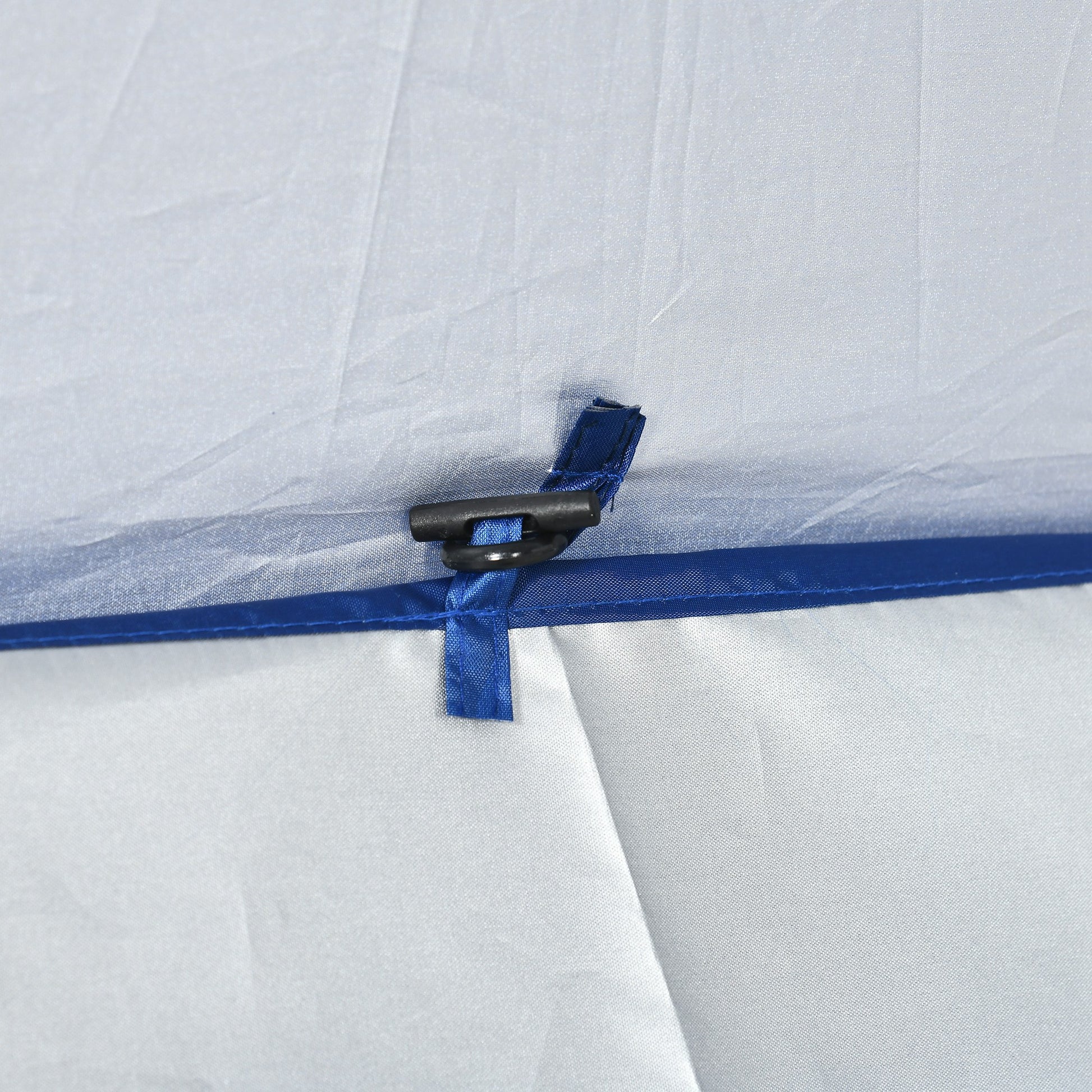 Beach Umbrella with Side Panel Ø191x211 cm Patio Umbrella with Manual Crank Tilt Canopy, 2 Pockets, and 2 Windows for Garden Pool Blue
