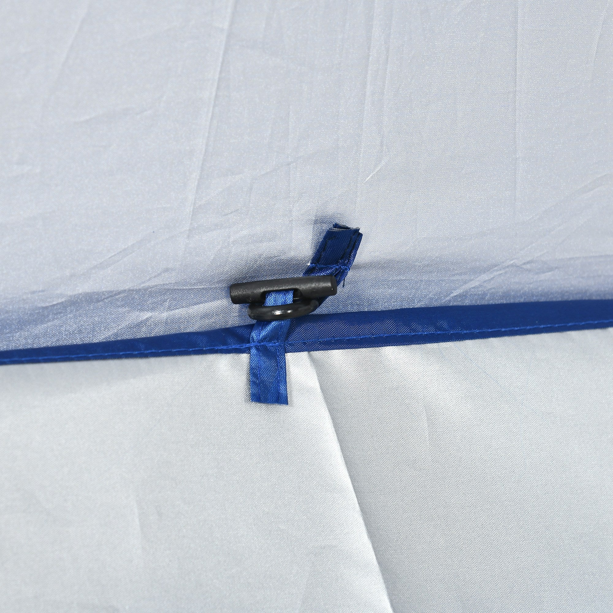 Beach Umbrella with Side Panel Ø191x211 cm Patio Umbrella with Manual Crank Tilt Canopy, 2 Pockets, and 2 Windows for Garden Pool Blue