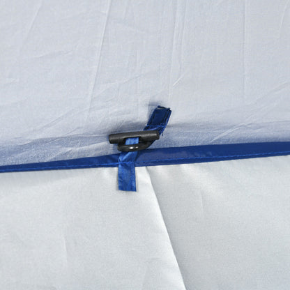 Beach Umbrella with Side Panel Ø191x211 cm Patio Umbrella with Manual Crank Tilt Canopy, 2 Pockets, and 2 Windows for Garden Pool Blue