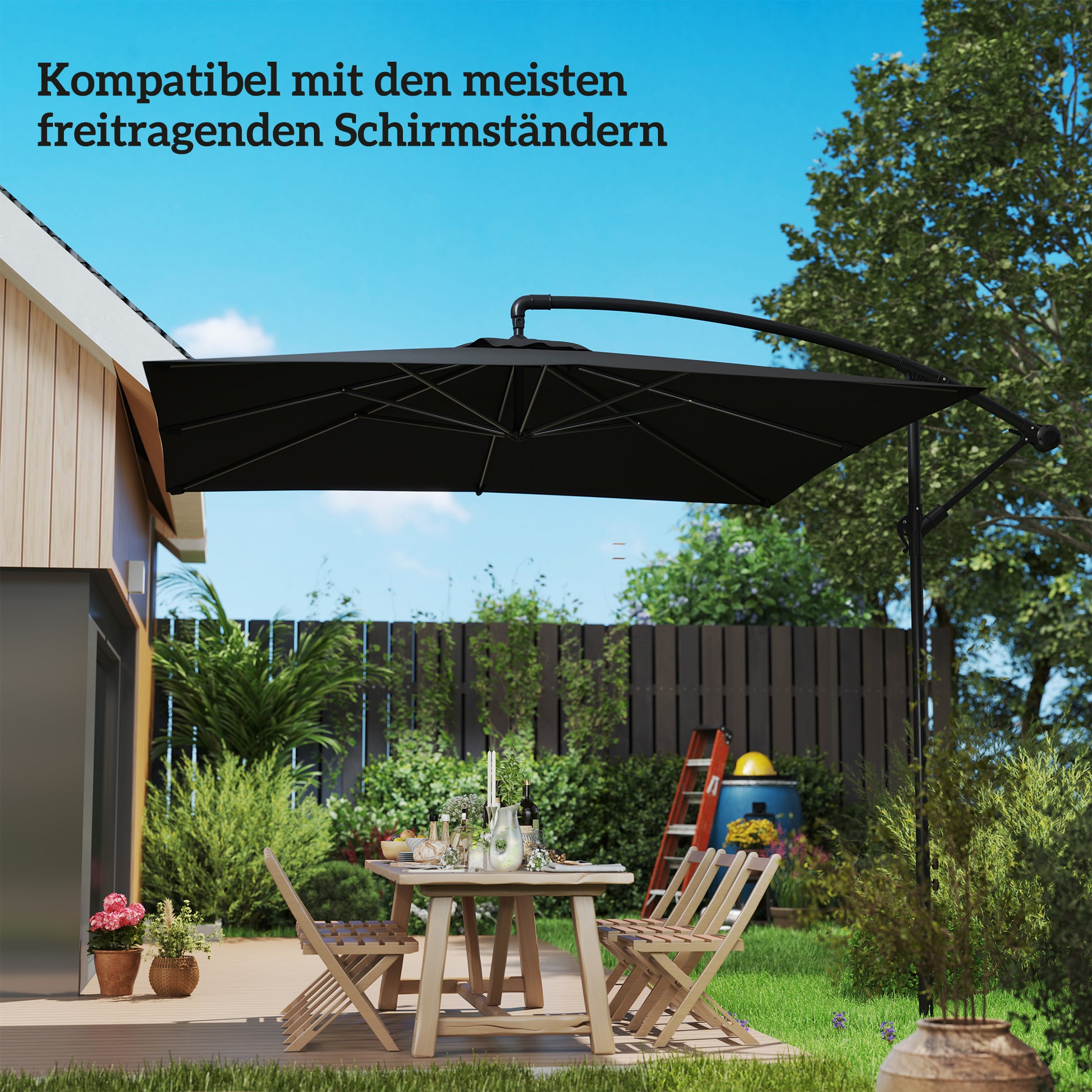 Concrete Umbrella Stand, Cantilever Umbrella Stand Umbrella Stand Square Umbrella Holder, Stand for Cantilever Umbrella 113/92 mm, Umbrella Weight for Balcony, Terrace, Garden, Dark Gray