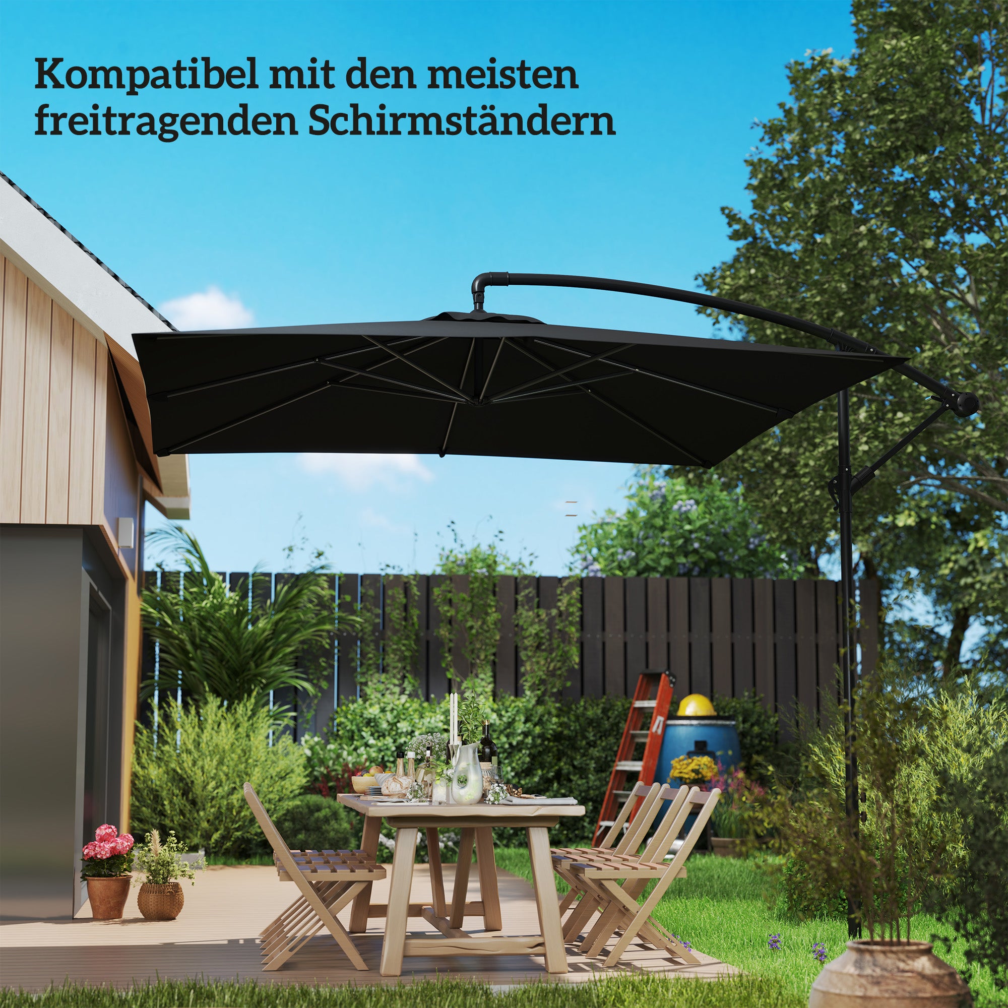 Concrete Umbrella Stand, Cantilever Umbrella Stand Umbrella Stand Square Umbrella Holder, Stand for Cantilever Umbrella 113/92 mm, Umbrella Weight for Balcony, Terrace, Garden, Dark Gray
