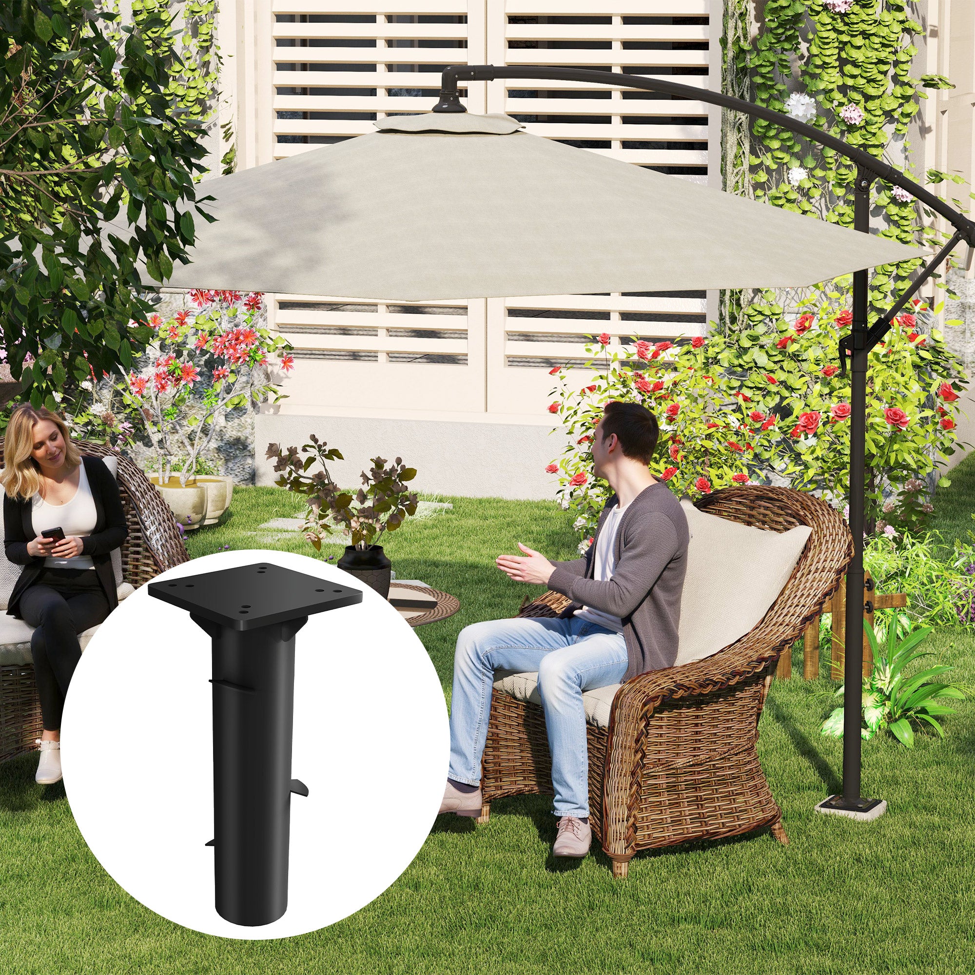 Concrete Umbrella Stand, Cantilever Umbrella Stand Umbrella Stand Square Umbrella Holder, Stand for Cantilever Umbrella 113/92 mm, Umbrella Weight for Balcony, Terrace, Garden, Dark Gray