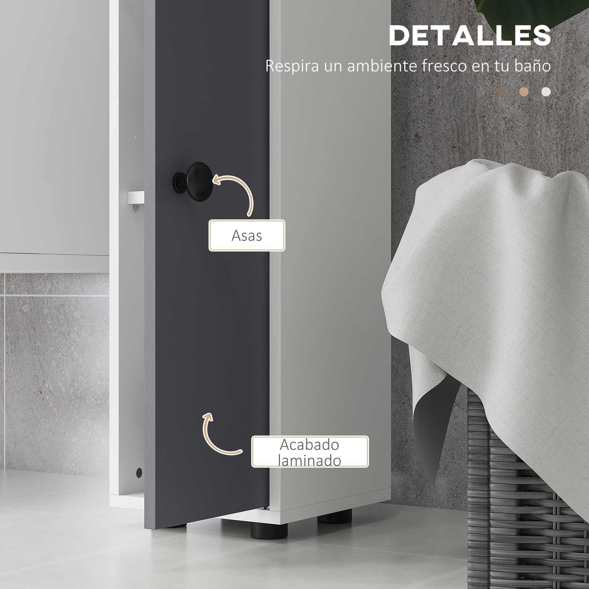 Modern Bathroom Column High Cabinet with 1 Drawer 5 Adjustable Shelves and 2 Doors Bathroom Furniture Load 30 kg 20x20x180 cm Gray