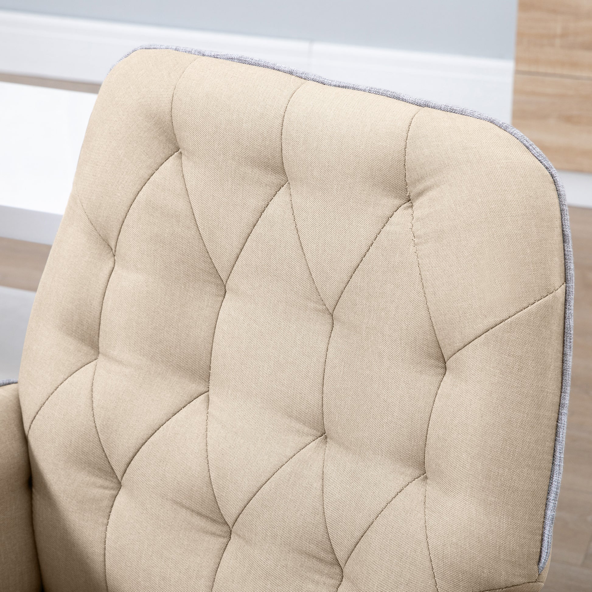 Office Chair with Rocking Function Swivel Chair Home Office Chair Height Adjustable Desk Chair Computer Chair Work Chair with Arms 360° Rotating Wheels Foam Beige 66 x 69 x 89.5-97 cm