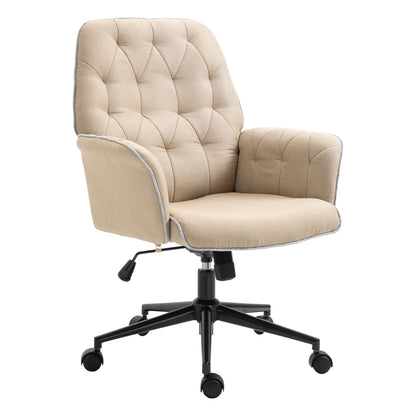 Office Chair with Rocking Function Swivel Chair Home Office Chair Height Adjustable Desk Chair Computer Chair Work Chair with Arms 360° Rotating Wheels Foam Beige 66 x 69 x 89.5-97 cm