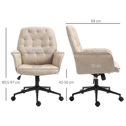 Office Chair with Rocking Function Swivel Chair Home Office Chair Height Adjustable Desk Chair Computer Chair Work Chair with Arms 360° Rotating Wheels Foam Beige 66 x 69 x 89.5-97 cm