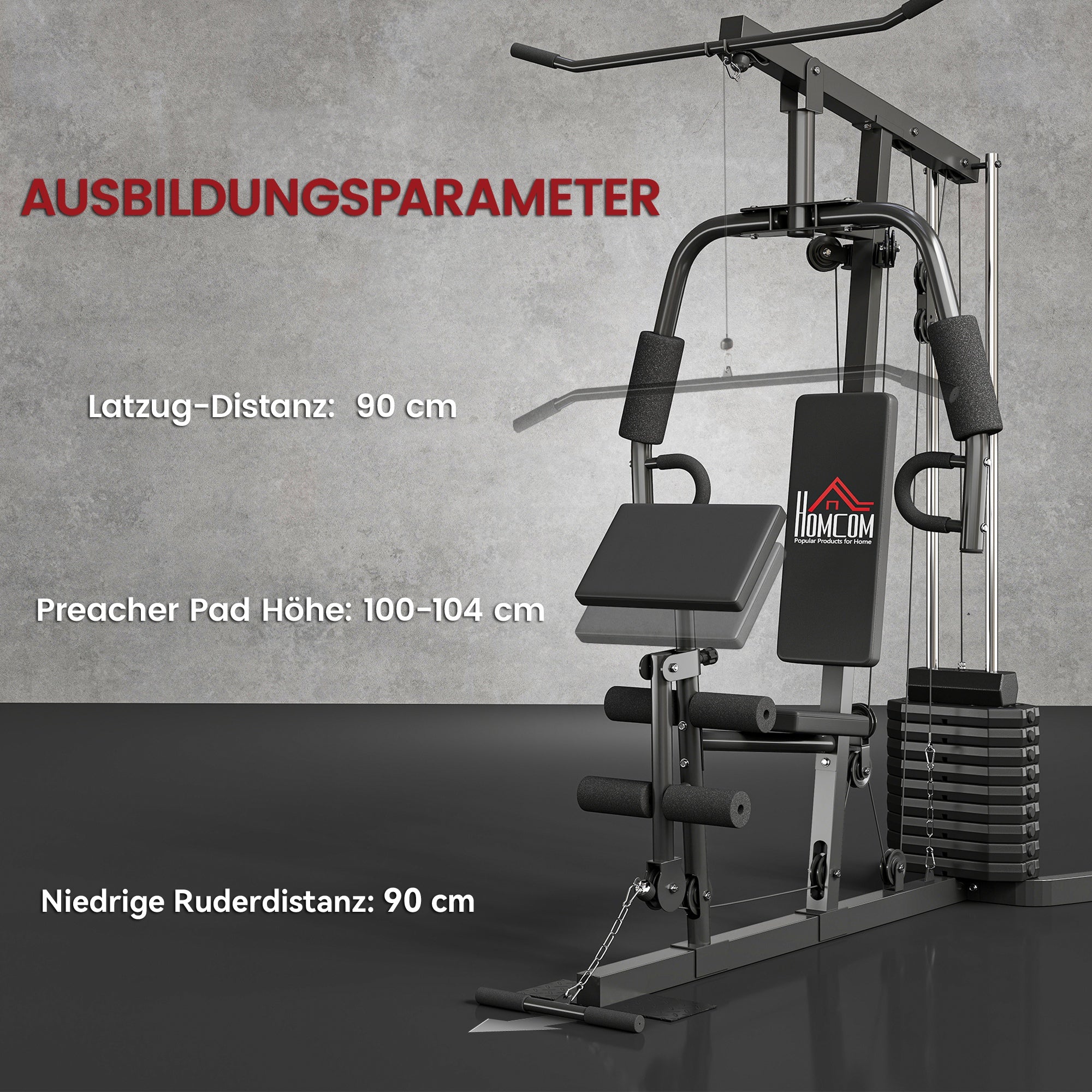 Compact Power Station, Multifunctional Fitness Station, Multi-Station with Butterfly, Bicep Curl, Pull-up, Leg Extension, 45 kg Weight Block Strength Training Black