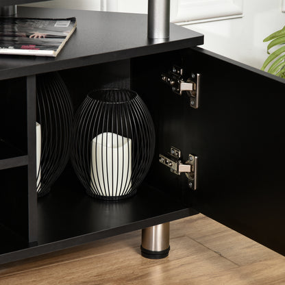 TV stand TV cabinet wooden TV stand for TVs up to 55 inches with large shelf, cupboard doors, and open compartment for living room bedroom, 120 x 40 x 52 cm, black