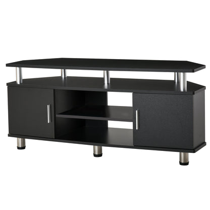 TV stand TV cabinet wooden TV stand for TVs up to 55 inches with large shelf, cupboard doors, and open compartment for living room bedroom, 120 x 40 x 52 cm, black