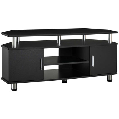 TV stand TV cabinet wooden TV stand for TVs up to 55 inches with large shelf, cupboard doors, and open compartment for living room bedroom, 120 x 40 x 52 cm, black