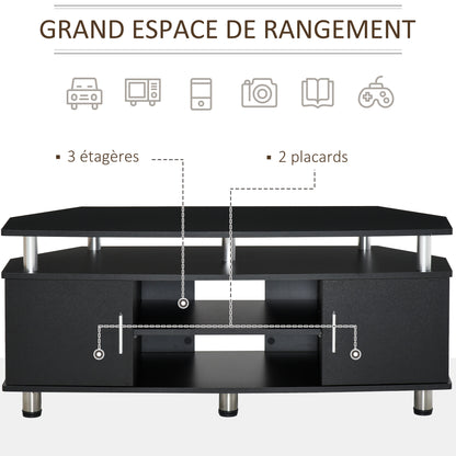 TV stand TV cabinet wooden TV stand for TVs up to 55 inches with large shelf, cupboard doors, and open compartment for living room bedroom, 120 x 40 x 52 cm, black