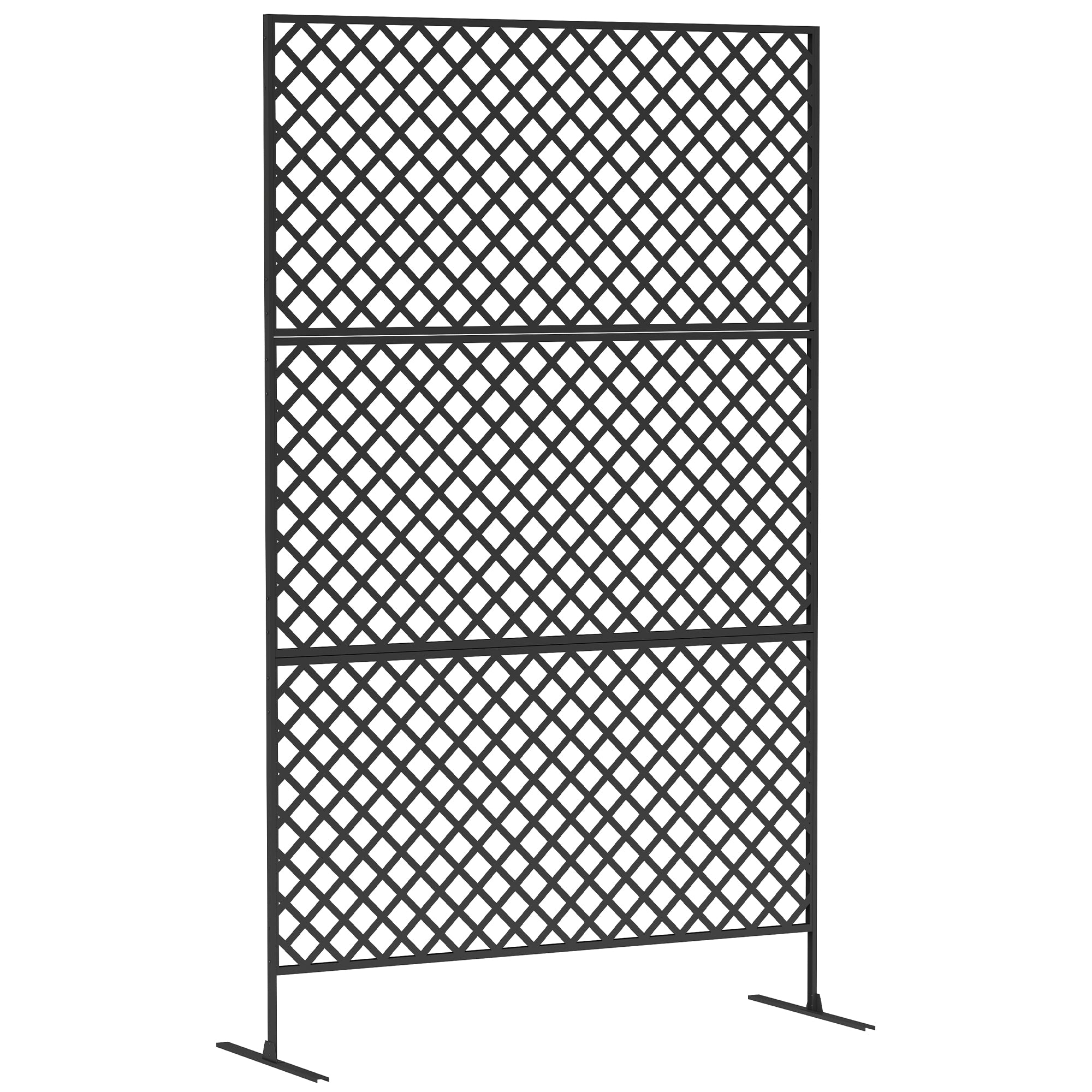 3-Panel Room Divider 122 x 198 cm Freestanding Trellis, 3-Panel Partition Privacy Screen made of Steel, Outdoor Room Divider Privacy Wall Partition for Garden, Balcony, Patio, Black