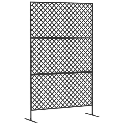 3-Panel Room Divider 122 x 198 cm Freestanding Trellis, 3-Panel Partition Privacy Screen made of Steel, Outdoor Room Divider Privacy Wall Partition for Garden, Balcony, Patio, Black