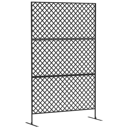 3-Panel Room Divider 122 x 198 cm Freestanding Trellis, 3-Panel Partition Privacy Screen made of Steel, Outdoor Room Divider Privacy Wall Partition for Garden, Balcony, Patio, Black