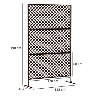 3-Panel Room Divider 122 x 198 cm Freestanding Trellis, 3-Panel Partition Privacy Screen made of Steel, Outdoor Room Divider Privacy Wall Partition for Garden, Balcony, Patio, Black