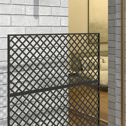 3-Panel Room Divider 122 x 198 cm Freestanding Trellis, 3-Panel Partition Privacy Screen made of Steel, Outdoor Room Divider Privacy Wall Partition for Garden, Balcony, Patio, Black