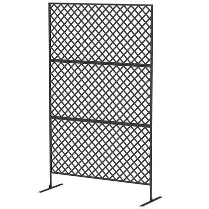 3-Panel Room Divider 122 x 198 cm Freestanding Trellis, 3-Panel Partition Privacy Screen made of Steel, Outdoor Room Divider Privacy Wall Partition for Garden, Balcony, Patio, Black
