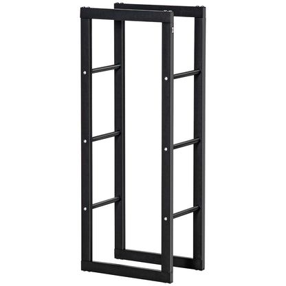Firewood Rack Metal 40 x 25 x 100 cm Firewood Storage Aid Steel Frame up to 100kg Firewood Stacking Aid Outdoor Wood Rack Firewood Rack for Garden Terrace Outside Black
