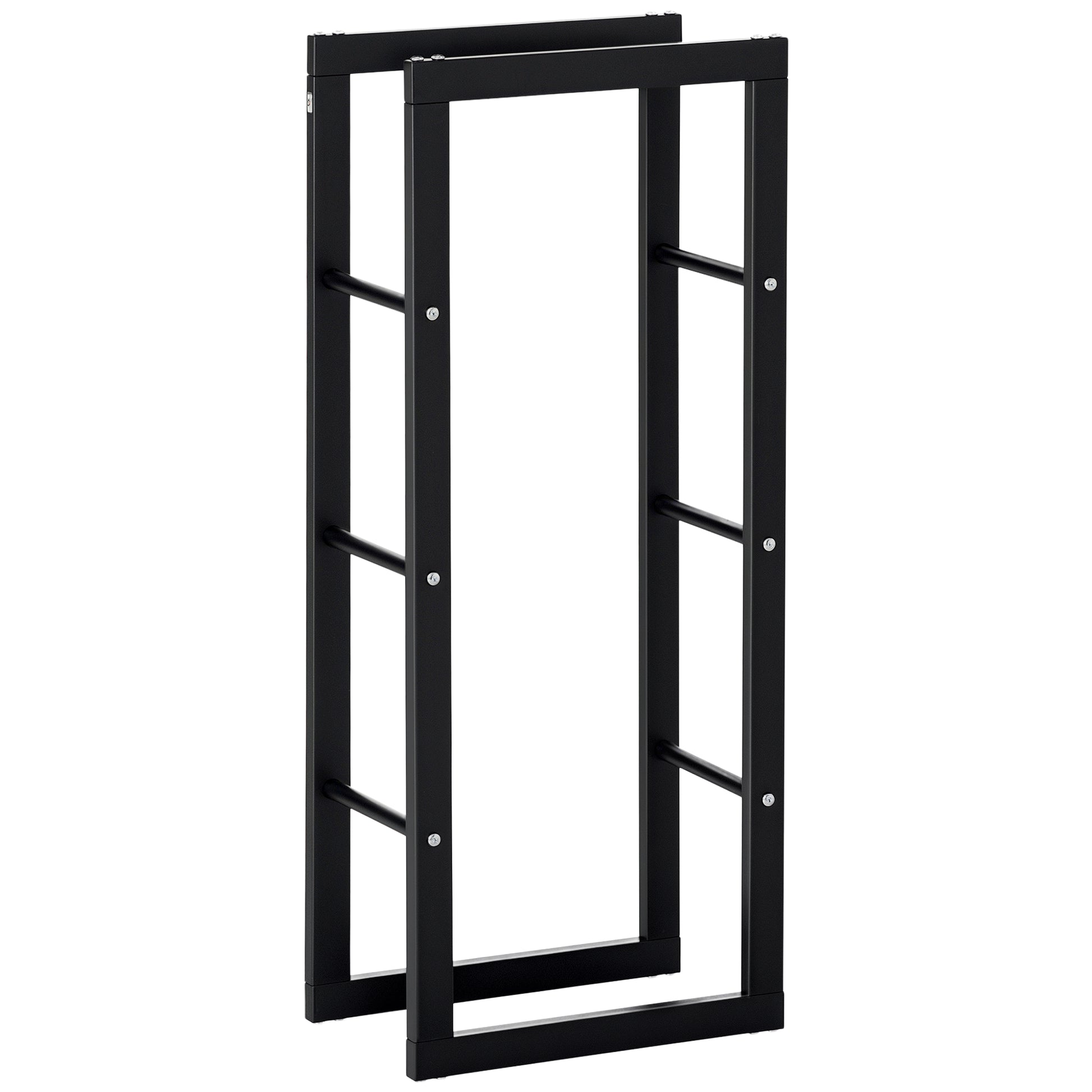 Firewood Rack Metal 40 x 25 x 100 cm Firewood Storage Aid Steel Frame up to 100kg Firewood Stacking Aid Outdoor Wood Rack Firewood Rack for Garden Terrace Outside Black