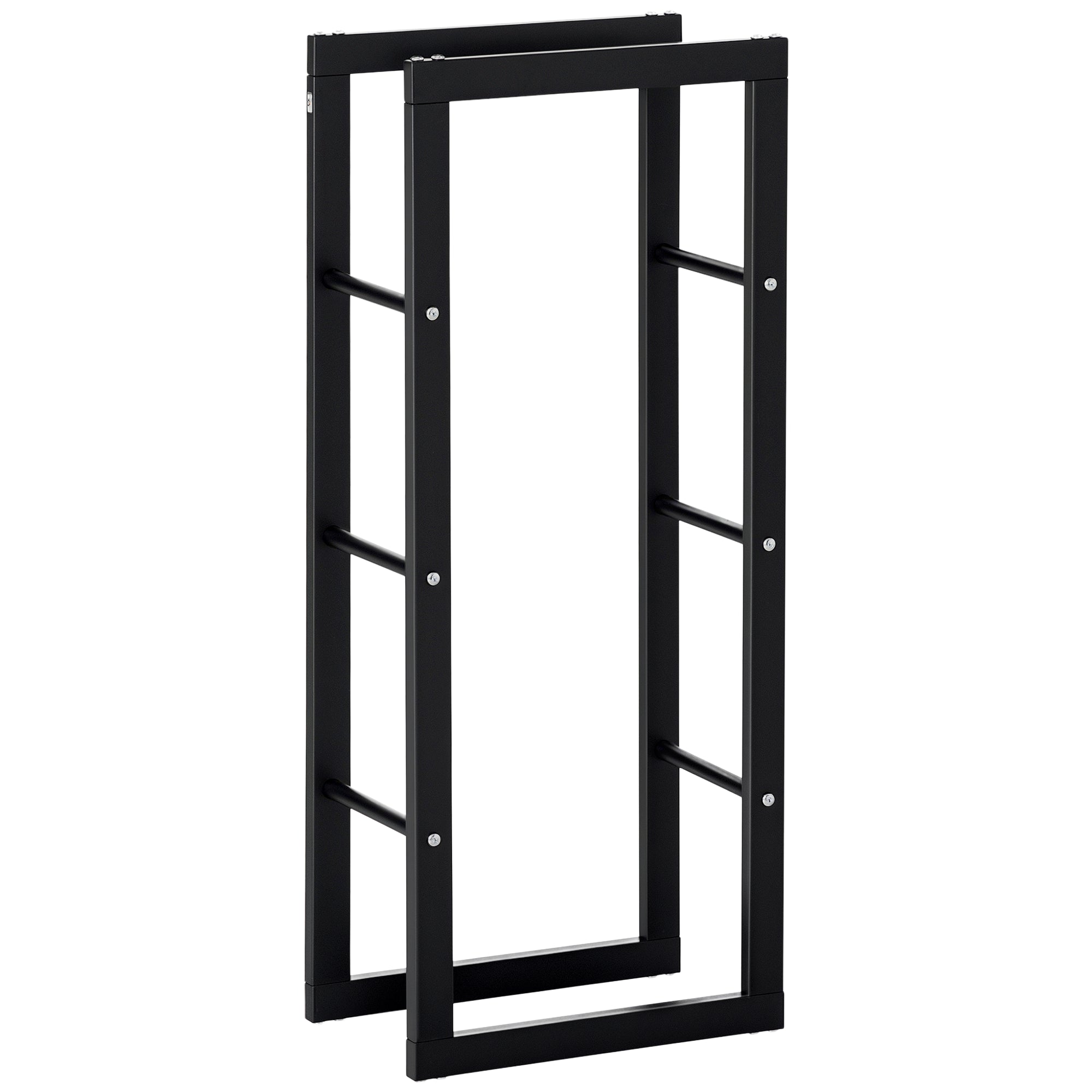 Firewood Rack Metal 40 x 25 x 100 cm Firewood Storage Aid Steel Frame up to 100kg Firewood Stacking Aid Outdoor Wood Rack Firewood Rack for Garden Terrace Outside Black