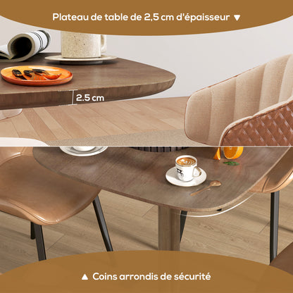 Dining Table for 4 persons modern style kitchen table with wood grain top, 70 x 70 cm, brown