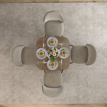 Dining Table for 4 persons modern style kitchen table with wood grain top, 70 x 70 cm, brown