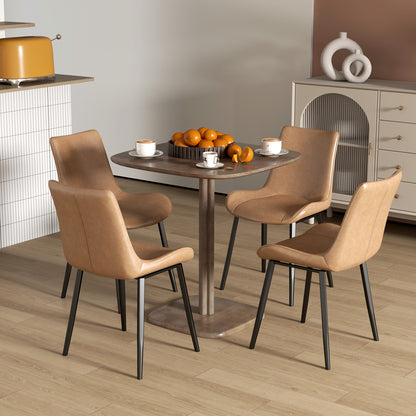 Dining Table for 4 persons modern style kitchen table with wood grain top, 70 x 70 cm, brown
