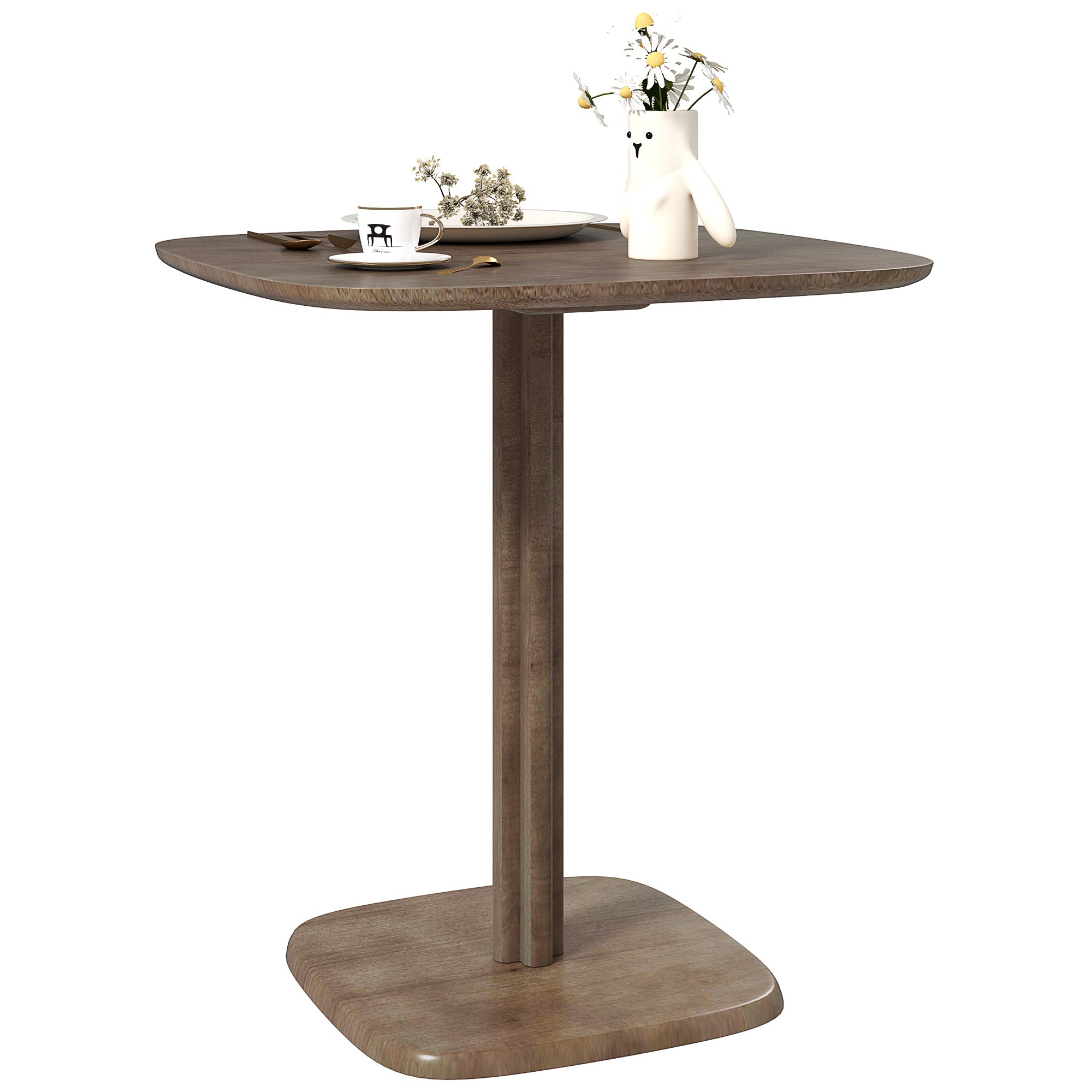 Dining Table for 4 persons modern style kitchen table with wood grain top, 70 x 70 cm, brown